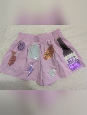 QUEEN OF SPARKLES Purple And Orange Icon Shorts